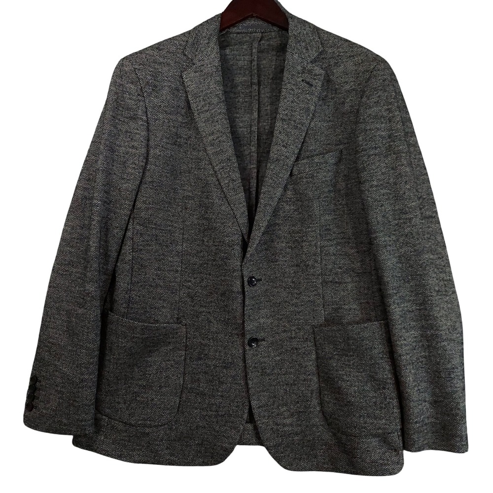 Charles Tyrwhitt Blazer Mens 44L Grey Herringbone Slim Fit Wool Blend 400000218